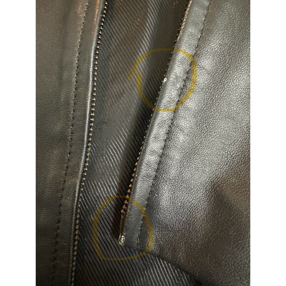 GERHEL Men's Black Genuine Sheepskin Leather Jacket Stitching Zipper Size Small - Picture 8 of 11